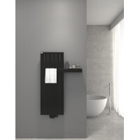MERT Design Badheizkörper TEO, Tiefschwarz RAL 9005 Feinstruktur Matt, 445*1200 mm, Mittelanschluss
