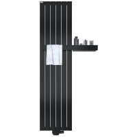 MERT Design Badheizkörper TEO, Tiefschwarz RAL 9005 Feinstruktur Matt, 445*1800 mm, Mittelanschluss