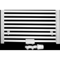 MERT Multiblock/Hahnblock mit Ventil, DURCHGANGSFORM, Weiss
zur Verwendung an Heizkörpern mit Vor- und Rücklaufanschluss. Rohrabstand 50 mm. 
Einsetzbar:
im Zweirohrbetrieb als Thermostatventil, Ventil rechts- od. linksbündig, als Absperrverschraubung, zu