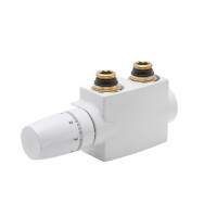 MERT MULTI DESIGN VENTILHAHNBLOCK SAMI-SET WEISS
mit allen Möglichkeiten; Anschluss Eck- oder Durchgangsform, Thermostatkopf rechts oder links,
Anschlussstücke für Heizkörperanschlüsse G 1/2 und G 3/4.