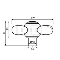 DIBLfix Messing-Griff zur Serie DIBLstil, Markierungsplättchen mit Markierung "K"