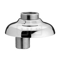 DIBLfix S-Anschluss ½" Außengewinde x ¾" Außengewinde, mit Schalldämpfer, mit runder Messing-Nostalgie-Schraubrosette Ø 70 mm x 22 mm