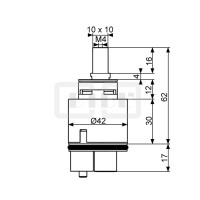 DIBLfix Keramikkartusche Ø 42 mm, mit Normalfunktion, mit einem Fixpunkt, mit Sockel