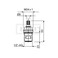 DIBLfix Universal-Keramik-Fettkammer-Oberteil 90° Drehbereich, Größe ½", rechts öffnend