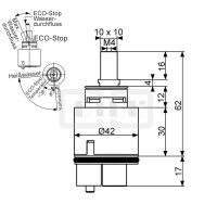 DIBLfix Keramikkartusche Ø 42 mm mit ECO-Stop Sparfunktion, mit einem Fixpunkt, mit Sockel