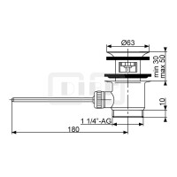 DIBLfix Messing-Waschtisch-Ablaufgarnitur 1¼", mit glanzverchromtem Korpus, mit rundem Messing-Verschlussstopfen Durchmesser 40 mm