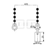 DIBLfix Messing-Kugelkette 425 mm, mit Metall-Gegengewicht
