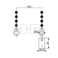 DIBLfix Messing-Kugelkette 425 mm, mit Metall-Gegengewicht