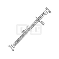 DIBLfix Flexibler Edelstahl-Anschlussschlauch, ⅜" Überwurf-Innengewinde x ½" Überwurf-Innengewinde, 350 mm