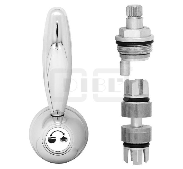 DIBLfix Umstellung mit manueller Rückstellung, passend zu Zweigriff-Aufputz-Wannenbatterien der Serie DIBLstil