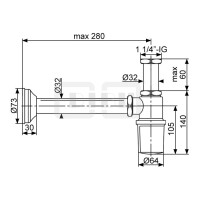 DIBLfix Waschtisch-Flaschensiphon 1¼"