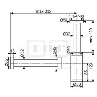 DIBLfix Runder Messing-Waschtisch-Flaschensiphon 1¼"