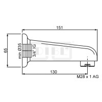 DIBLfix Messing-Wandauslauf ¾" - Ausladung 130 mm