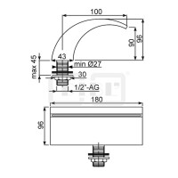 DIBLfix Messing-Cascaden-Schwallauslauf ½" zur Wannenrandmontage
