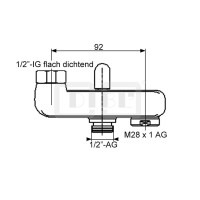 DIBLfix Seitlich schwenkbarer Messingguss-Spezialauslauf, zur nachträglichen Umrüstung von Brausebatterien auf Wannenfunktion