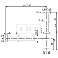 DIBLfix Eckiger Messing-Waschtisch-Flaschensiphon 1¼"