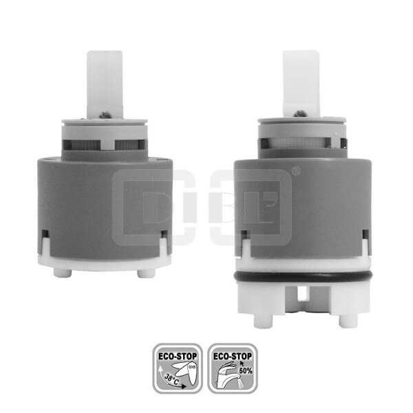 DIBLfix Keramikkartusche Ø 40 mm mit ECO-Stop Sparfunktion, mit zwei Fixpunkten, ohne Sockel