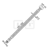 DIBLfix Flexibler Edelstahl-Anschlussschlauch, M 10 x 1 Außengewinde x ⅜" Überwurf-Innengewinde, 500 mm