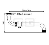 DIBLfix Messingrohr-Spezialauslauf, S-Form, flach dichtend, mit stufenlosem Längenauszug von 200 mm bis 300 mm
