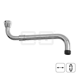 DIBLfix Messingrohr-Spezialauslauf, S-Form, flach dichtend, mit stufenlosem Längenauszug von 280 mm bis 480 mm