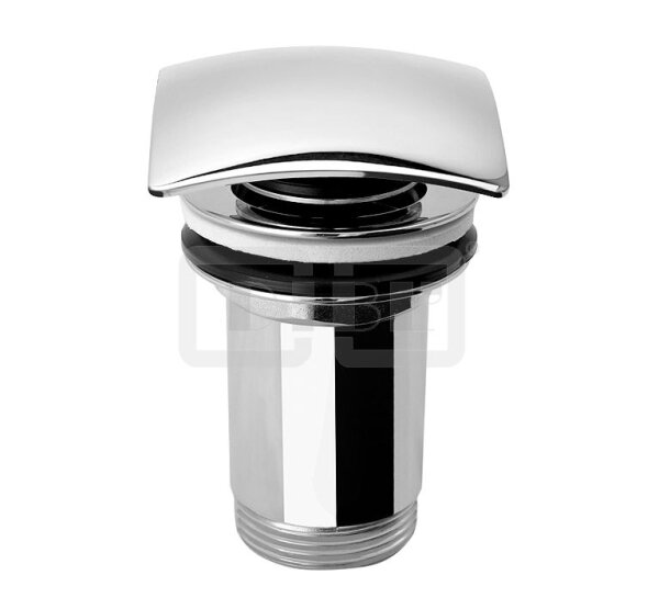 DIBLfix Eckige Waschtisch-Klick-Klack-Ablaufgarnitur 1¼", schließbarer Stopfen, ohne Überlaufvorrichtung