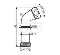 DIBLfix Winkelstück 65° mit ½"...