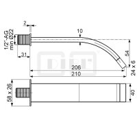 DIBLfix Eckiger Messing-Wand-Schwallauslauf...