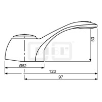 DIBLfix Messingguss-Griffhebel zur Serie DIBLporcelain, passend zur Kartuschengröße Ø 40 mm und Ø 42 mm