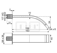 DIBLfix Eckiger Messing-Wand-Schwallauslauf...
