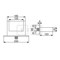 DIBLfix Eckiger Cascaden-Schwallauslauf ½" zur Aufputz-Wandmontage