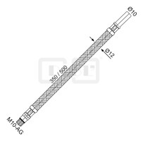 DIBLfix Flexibler Edelstahl-Anschlussschlauch, M 10 x 1 Außengewinde x Rohrstutzen Ø 10 mm zum konischen Anschluss