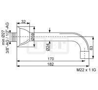 DIBLfix Runder Messing-Wandauslauf ⅜" - Ausladung...