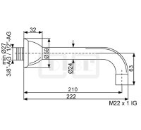 DIBLfix Runder Messing-Wandauslauf ⅜" - Ausladung...