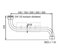 DIBLfix Messingrohr-Auslauf, S-Form, Ausladung 250 mm
