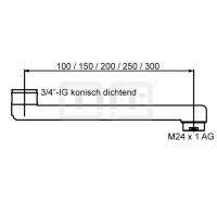 DIBLfix Messing-Profillrohr-Auslauf, Ausladung 250 mm