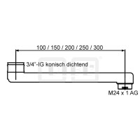 DIBLfix Messing-Profillrohr-Auslauf, Ausladung 300 mm