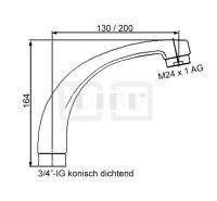 DIBLfix Messingguss-Auslauf, HU-Form, Ausladung 200 mm