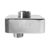 DIBLfix S-Anschluss ½" Außengewinde x ¾" Außengewinde, mit Schalldämpfer, mit eckiger Messing-Design-Schraubrosette 70 mm x 70 mm x 25 mm
