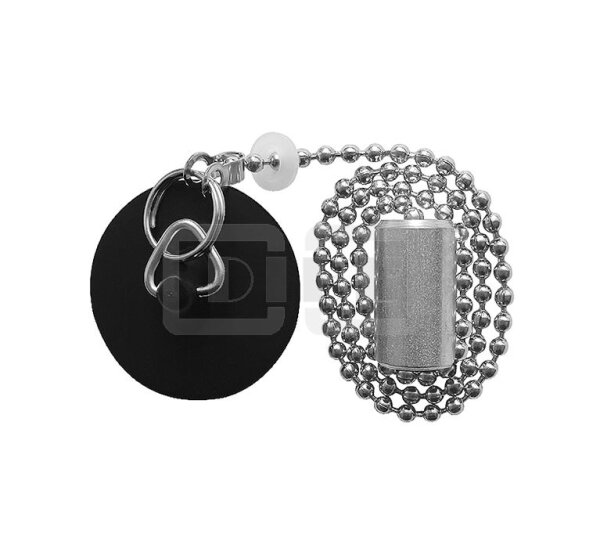 DIBLfix Gummi-Waschtisch-Verschlussstopfen Ø 38 mm, mit Messing-Kugelkette 425 mm und Metall-Gegengewicht