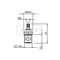 DIBLfix Spezial-Keramik-Innenoberteil ½" zu Thermostatbatterien mit Drehbereich 180°