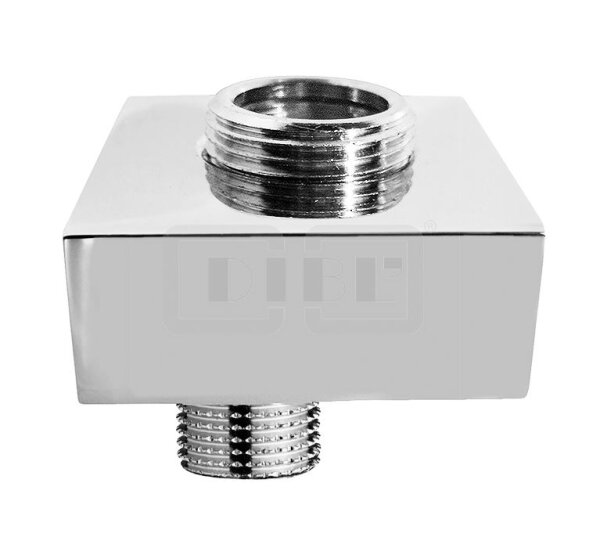 DIBLfix S-Anschluss ½" Außengewinde x ¾" Außengewinde, mit Schalldämpfer, mit eckiger Messingguss-Design-Schraubrosette 55 mm x 55 mm x 20 mm