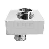 DIBLfix S-Anschluss ½" Außengewinde x ¾" Außengewinde, mit Schalldämpfer, mit eckiger Messingguss-Design-Schraubrosette 55 mm x 55 mm x 20 mm