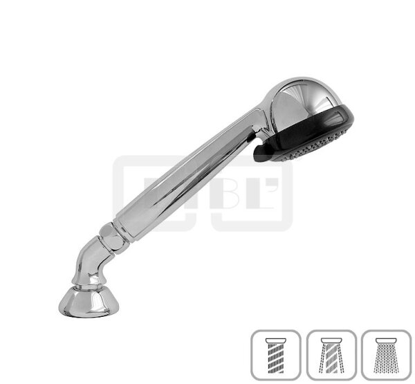 DIBLfit Schlauchbrauseset zur Wannenrand- und Fliesenbankmontage, mit Kunststoff-Dreistrahl-Antikalk-Handbrause