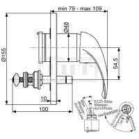 DIBLdesign Einhebel-UP-Fertigmontageset zur Universal-Einbaukörper-Einheit, mit Umstellung für zwei Abgangsanschlüsse, mit ECO-Stop-Funktion, ohne Brausezubehör