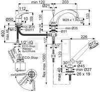 DIBLdesign Einhebel-Dreilochbatterie zur Wannenrand- und...