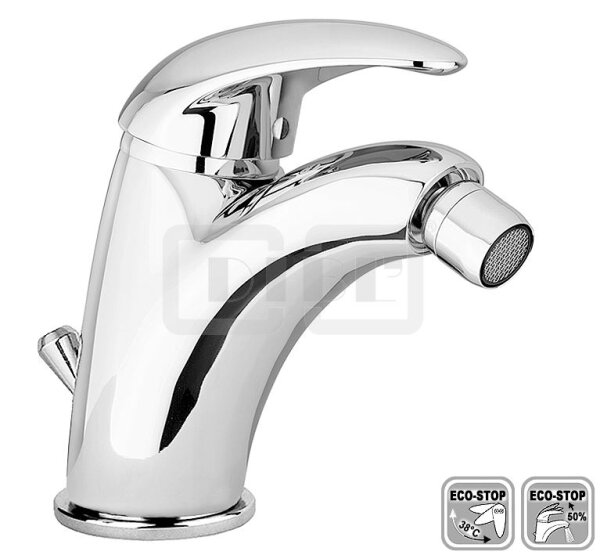 DIBLdesign Einhebel-Bidetbatterie, ECO-Stop-Funktion, Armaturenkörper mit Zugstangenbohrung und Ablaufgarnitur 1¼"