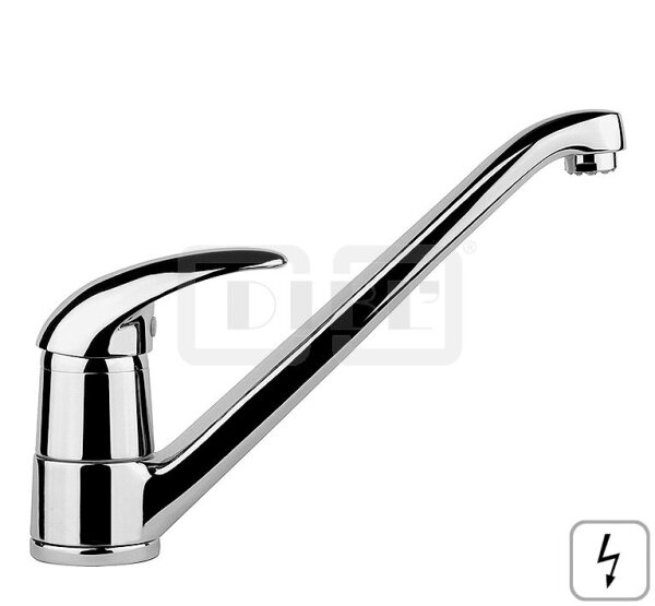 DIBLdesign Einhebel-Spültischbatterie mit schwenkbarem Gussauslauf, Niederdruckausführung für drucklose Elektro-Untertischspeicher