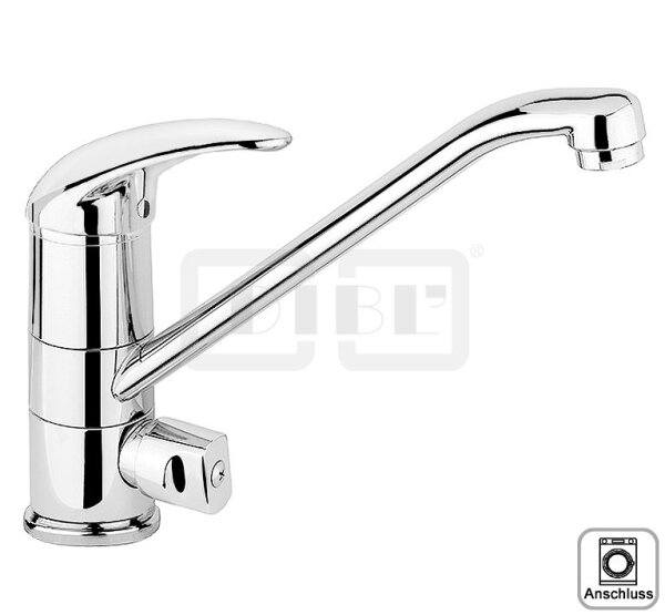 DIBLdesign Einhebel-Spültischbatterie mit schwenkbarem Profilauslauf, mit Geräteabsperrventil für Spül- oder Waschmaschinenanschluss