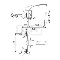 DIBLdesign Einhebel-Spültisch-Wandbatterie, mit seitlich schwenkbarem Profilauslauf - Ausladung 100 mm