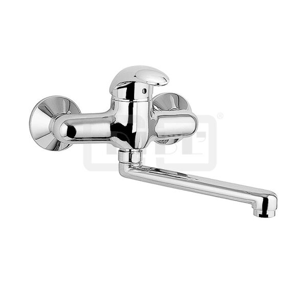 DIBLdesign Einhebel-Spültisch-Wandbatterie, mit seitlich schwenkbarem Profilauslauf - Ausladung 200 mm